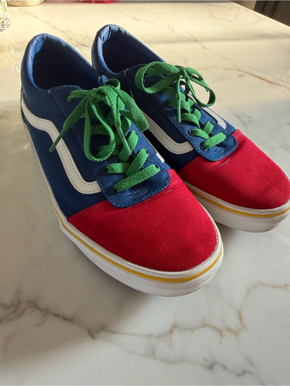 Vans Blue Canvas Sneakers with Yellow Lining Youth sz 7, Women’s 8.5